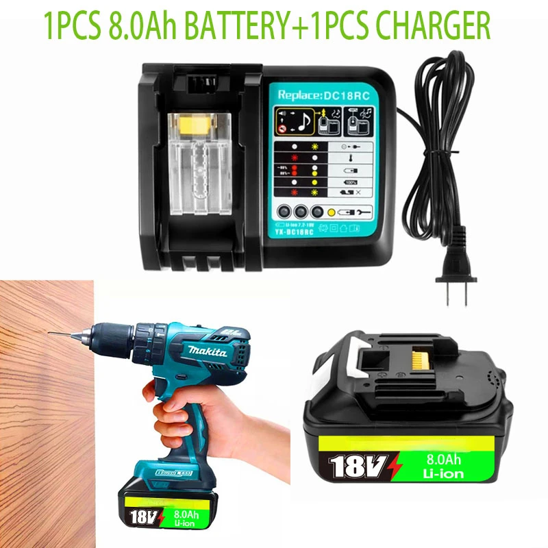 

Makita 18V Rechargeable Lithium Ion Battery BL1860 18 V 6ah For Li-Ion Cordless Power Tools Prismatic Bundle 18650