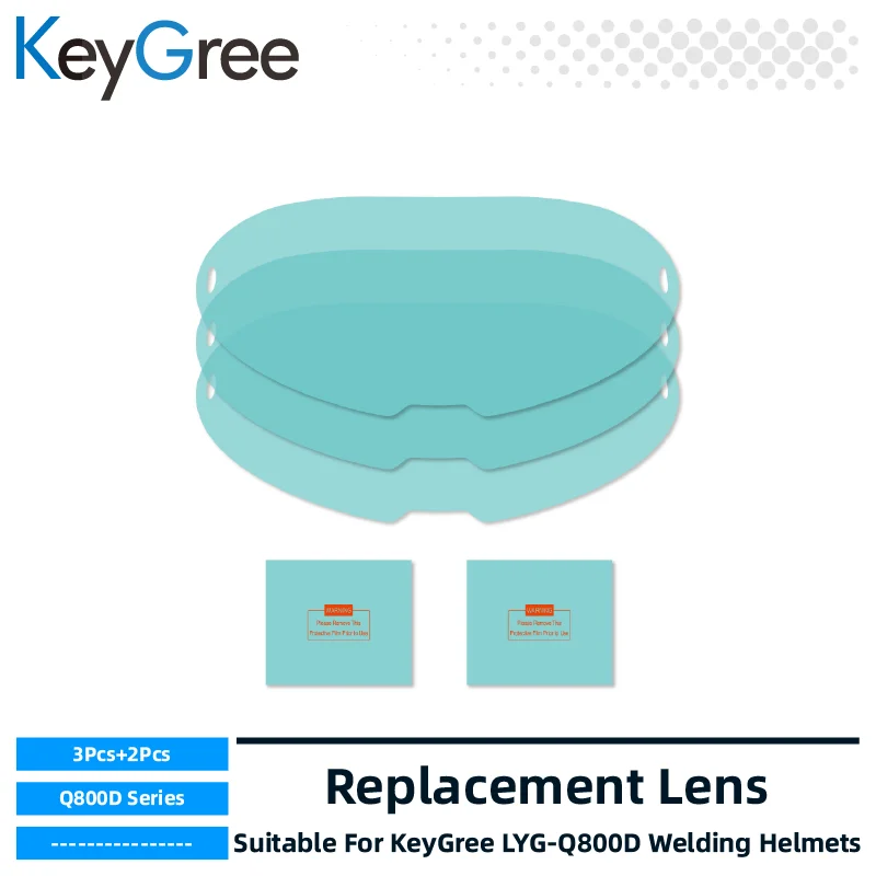 

KEYGREE 3 Pcs Large Viewing Screen Outer Replacement Lens and 2 pcs Inner Replacement Lens for LYG-Q800D Series Welding Helmet