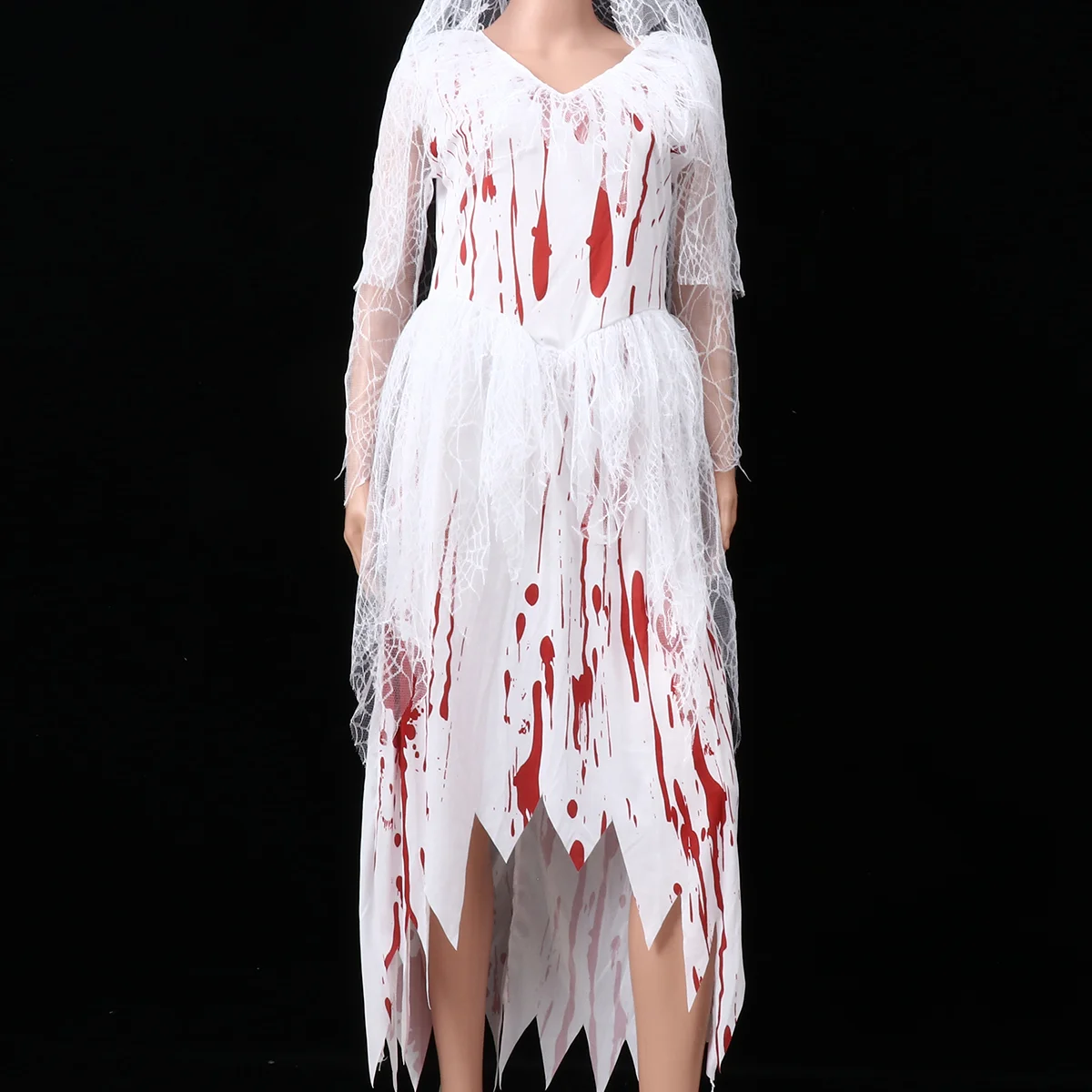 

Ghost Bride Costume Wedding Reception Dresses Outfit Aldult Role Play Polyester (Polyester) Halloween Dress-up Horrible