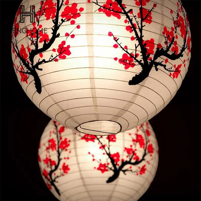 

30cm Plum Blossom Round Paper Lantern Lamp Shade Chinese Oriental Style Light Restaurant Wedding Decoration Party Decor Gift 1PC