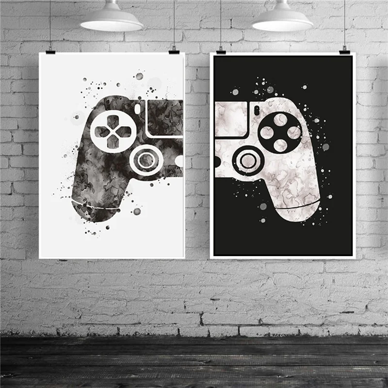 

Gaming Room Canvas Paintings Abstract Watercolor Posters Prints Wall Art Pictures Gamer Gift for Boys Children Room Home Decor