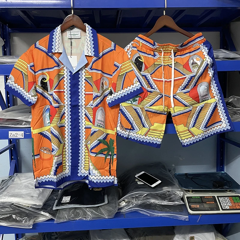 

y2k Real Set Harajuku High-quality Casablanca Fashion Shirts Contton High Quality Beach Surfing Hawaiian Casual Shirts