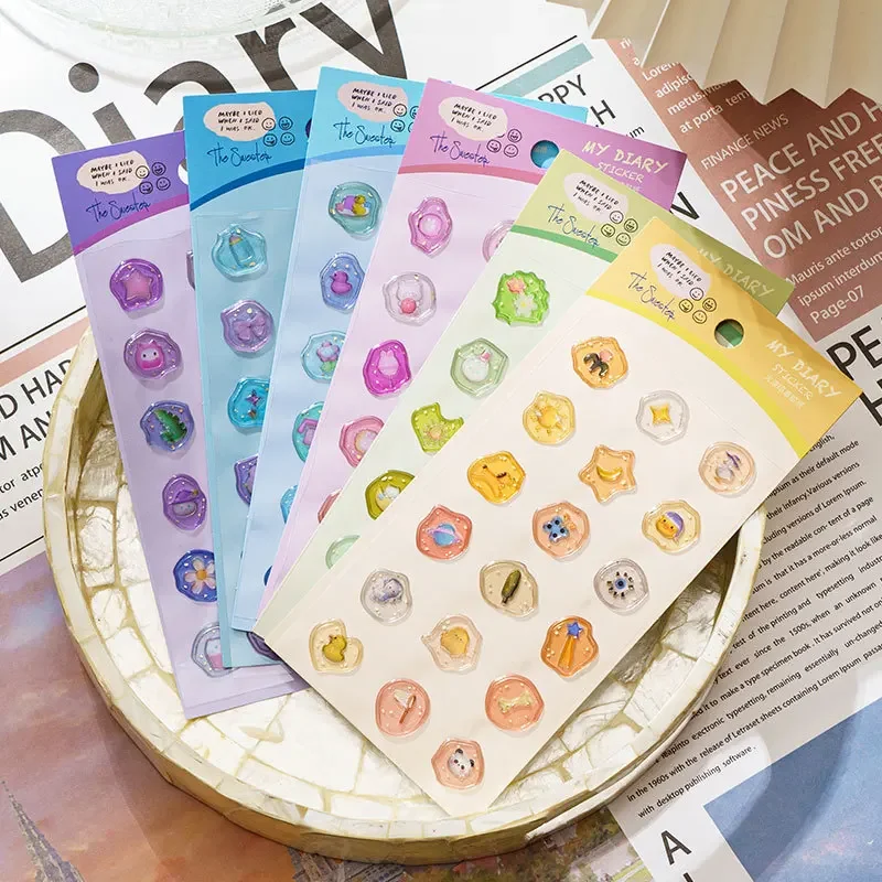 18 шт./компл. милый мультяшный животный восковой штамп печать наклейка 3D рельефная