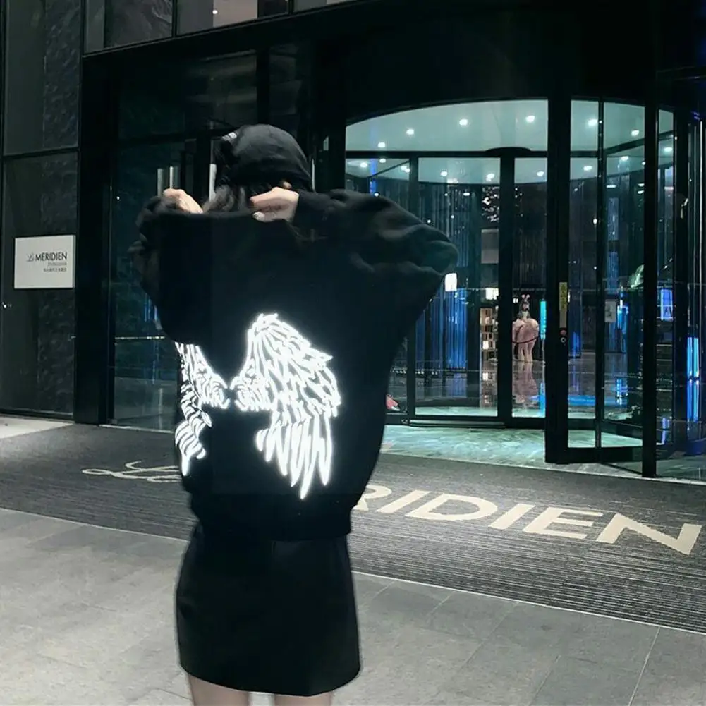 

Cotton With Reflective Spring Hooded Long Sleeve Loose Plus Velvet Fleece Sweater Ladies Loose And Size E1n3