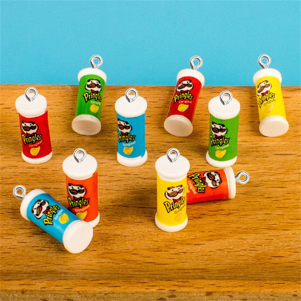 

10Pcs Fun Mini Simulation Potato Chips Resin Charms Key Chain DIY Accessories Earrings Necklace Pendants Creative Jewelry Making