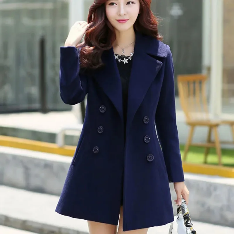 Женское шерстяное пальто в корейском стиле