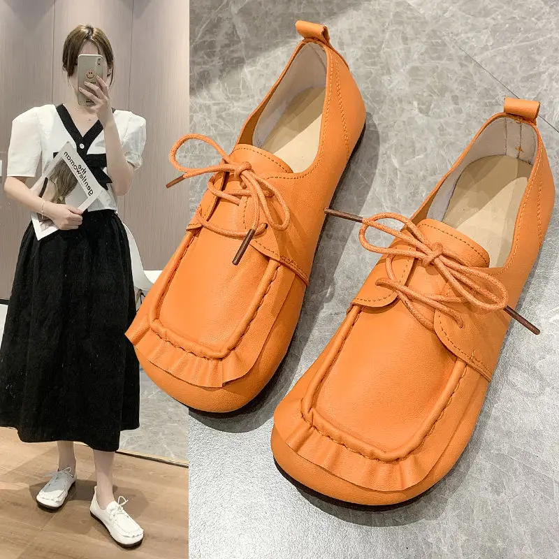 

Lace Up Women Flats Bow Warm Soft Bottom Women Flat Casual Shoes Square Toe Shallow Mouth Women Casual Sneakers