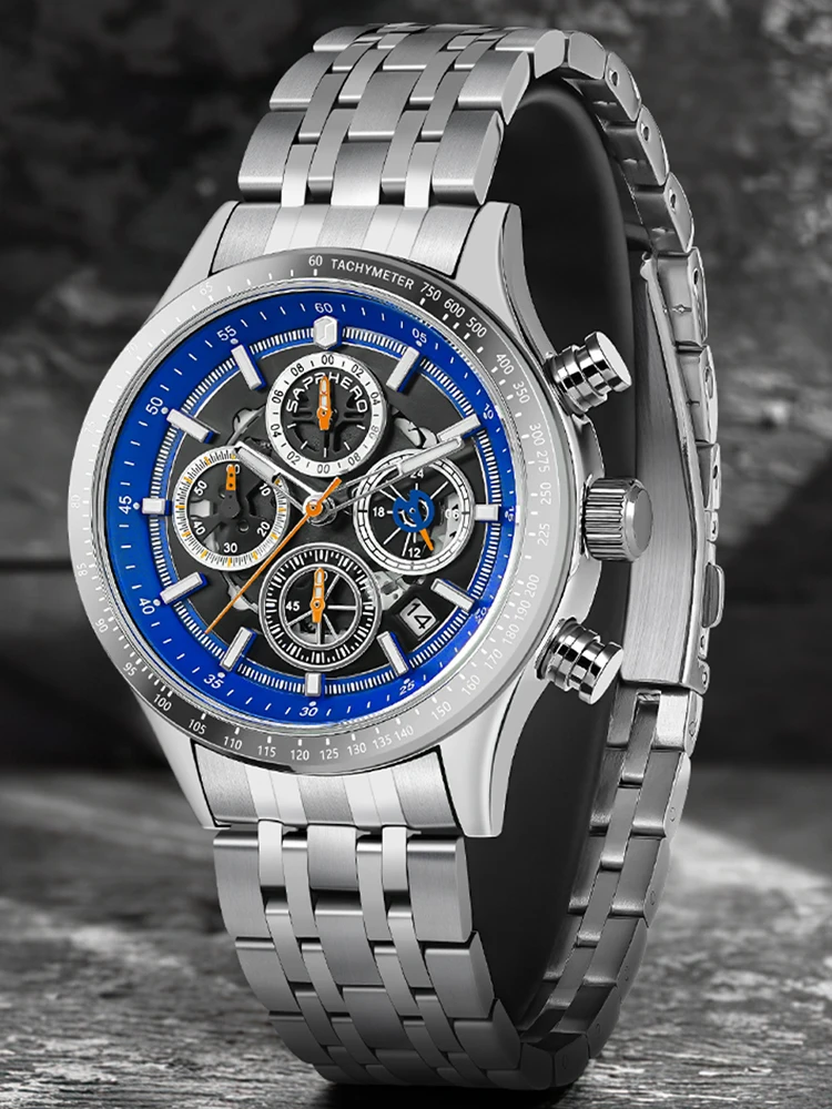SAPPHERO оригинальные часы для мужчин водонепроницаемые кварцевые аналоговые из
