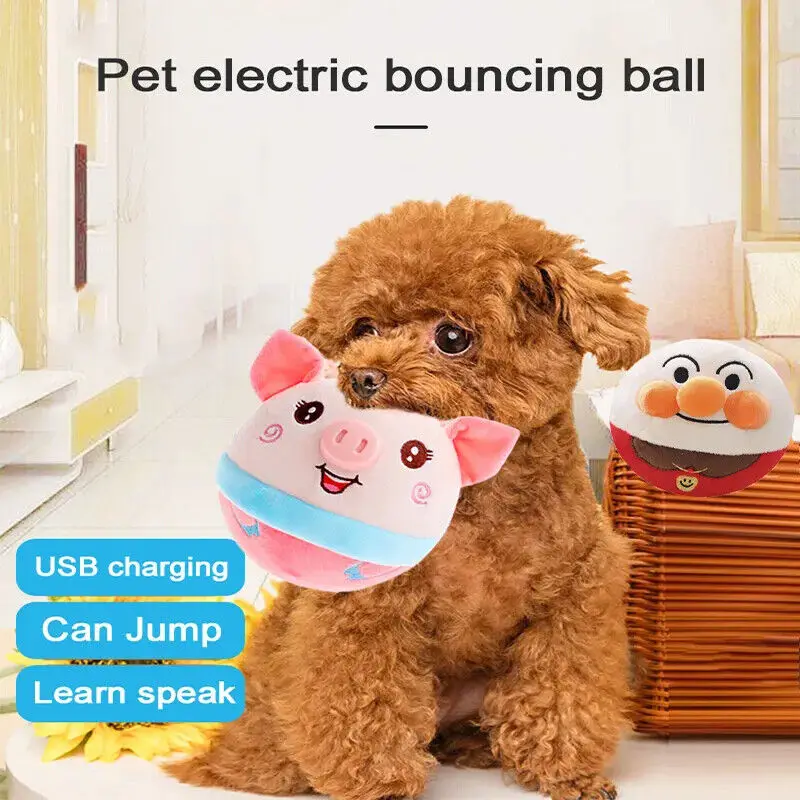 

Electronic Plush Pet Dog Toy Ball Pet Bouncing Jump Balls Talking Interactive Dog Plush Doll Toys New Gift For Pets USB Recharge