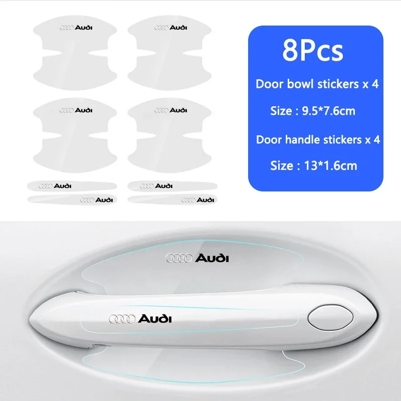 

Автомобильная дверная чаша, прозрачная наклейка на ручку, защитная крышка для Audi A1 A2 A3 A4 A5 A6 A7 A8 Q1 Q2 Q3 Q4 Q5 Q6 Q7 Q8 TT RS3 S5