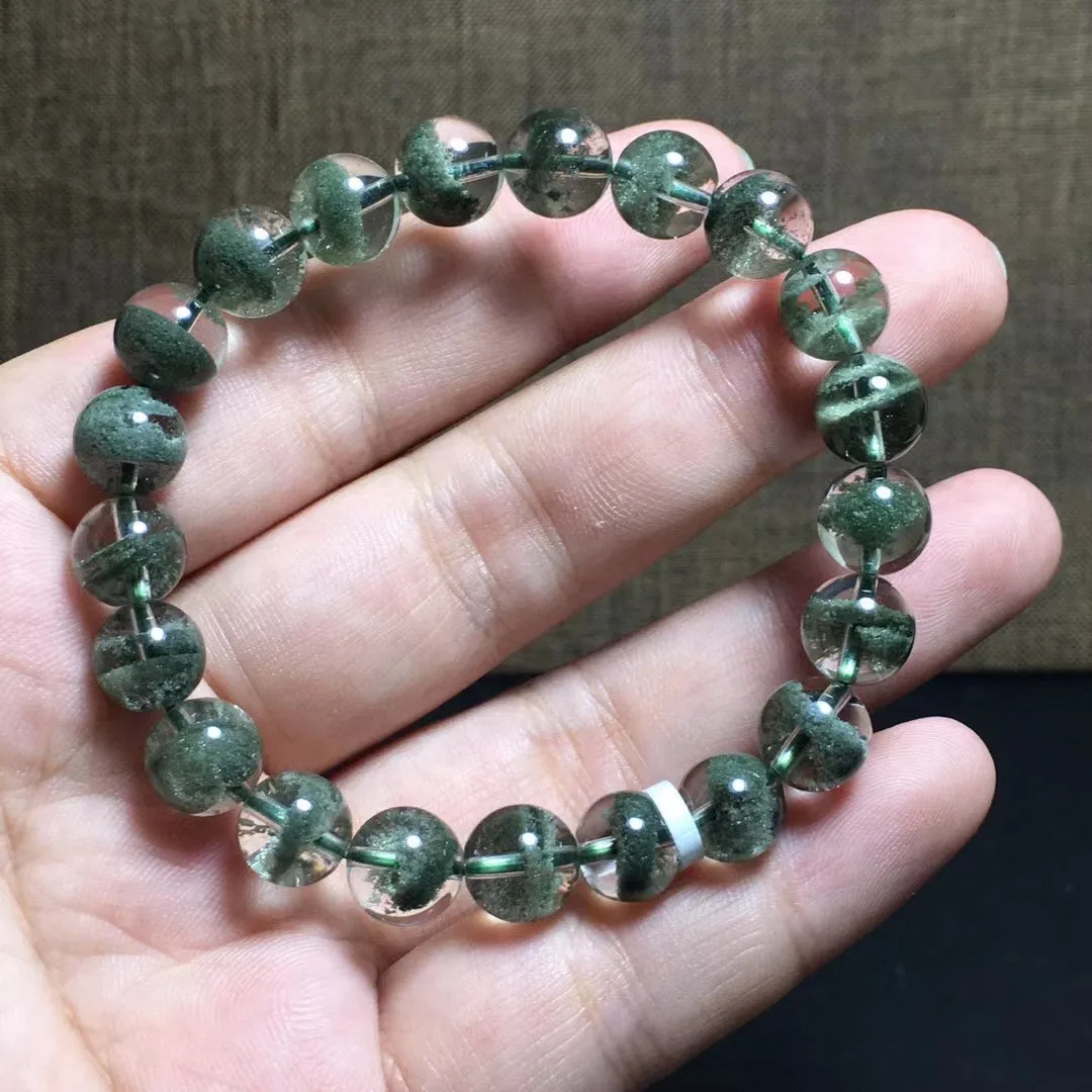 

9mm Natural Green Phantom Quartz Bracelet For Women Men Beauty Gift Crystal Healing Gemstone Round Beads Jewelry Strands AAAAA