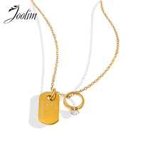 joolim jewelry pvd gold finish tarnish free fashion versatile cross chain zircon brand pendant necklace stainless steel