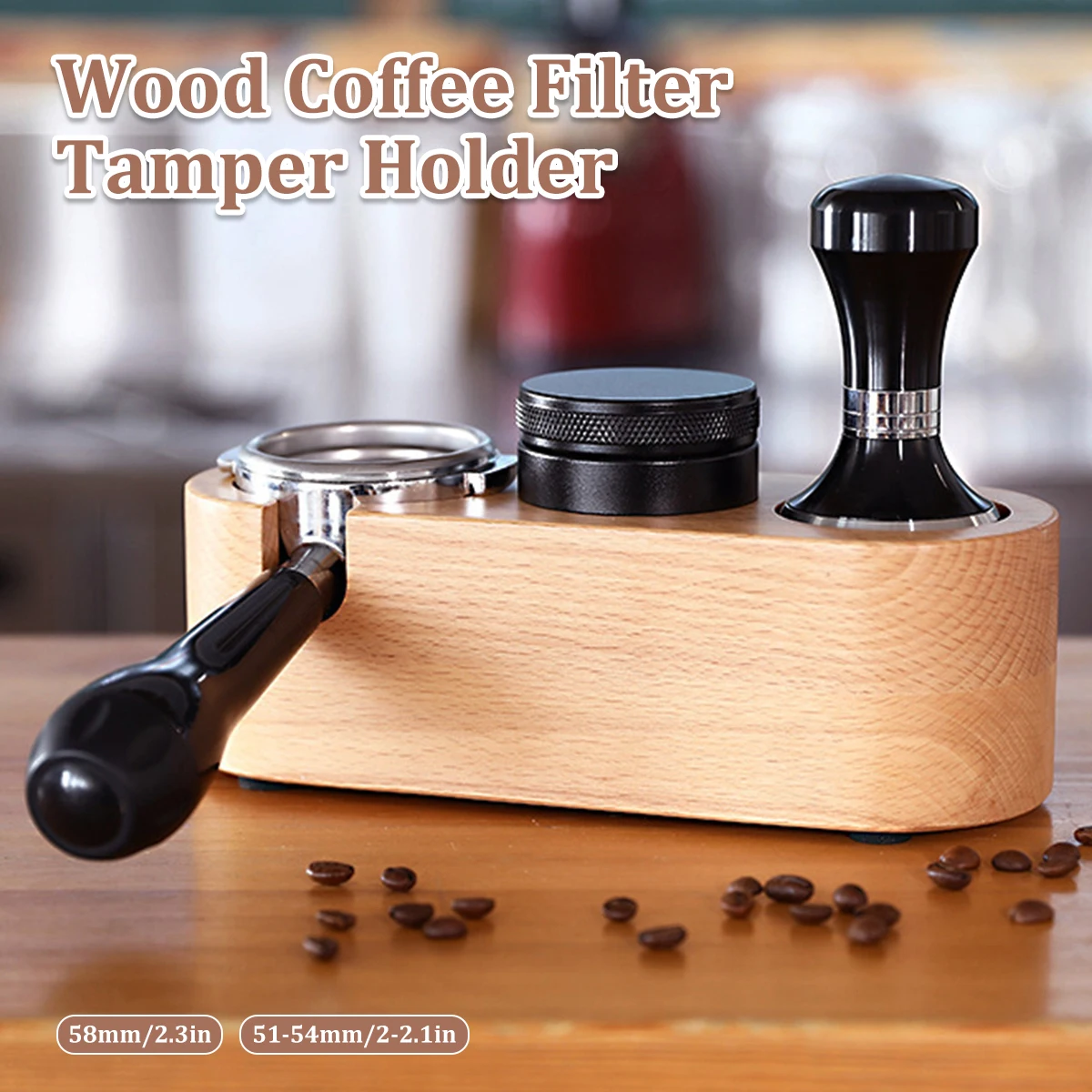 

Wood Coffee Filter Tamper Holder 3 Holes Wooden Espresso Tamper Mat Stand Non Slip Distributor Mat Rack Coffee Tamping Station