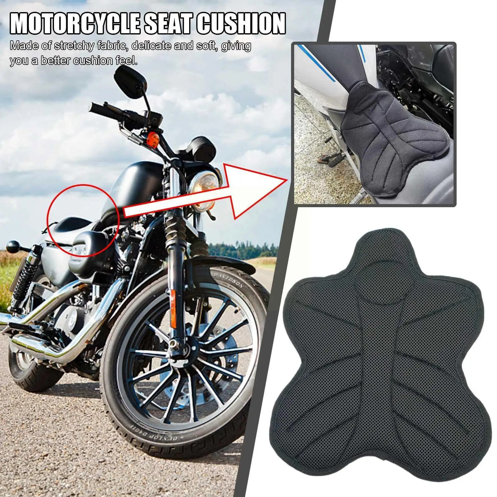 

Чехол для мотоциклетной подушки солнцезащитный Теплоизоляционный нескользящий чехол для сиденья Съемная подушка чехол для охлаждения 3D с...