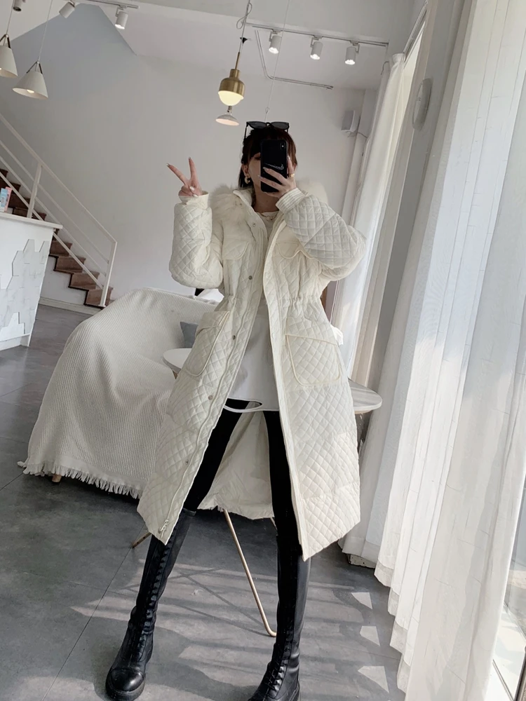 2023 Europe Style New Coat for Women Duck Down Padded Puffer Parkas with Large Huge Fox Fur Hood Female Ladies Clothes Oversize