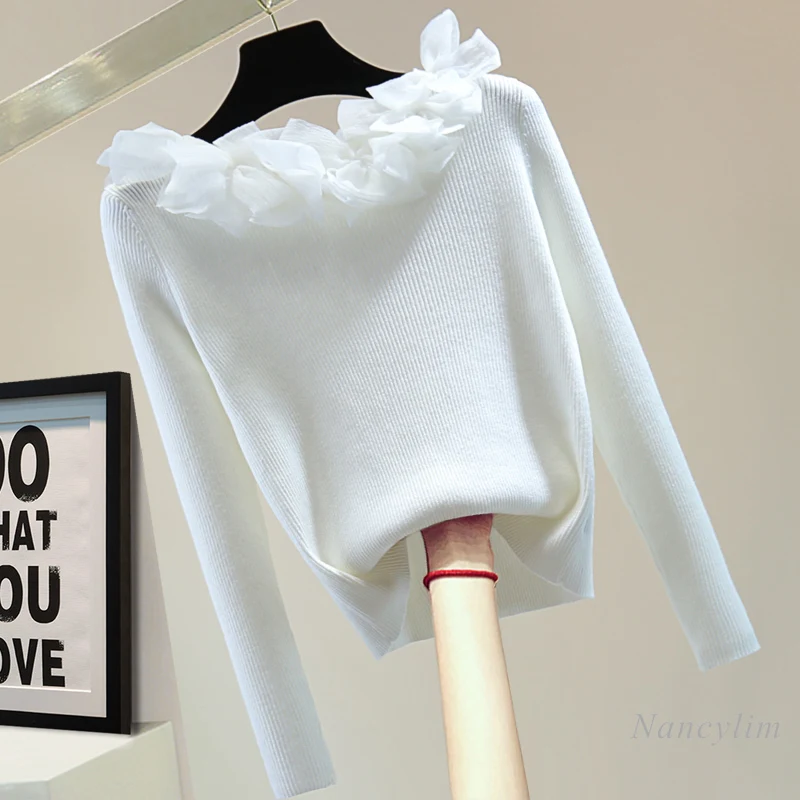 Тяжелый пуловер с бантом вязаный свитер женское зимнее нижнее белье 2024 свитера