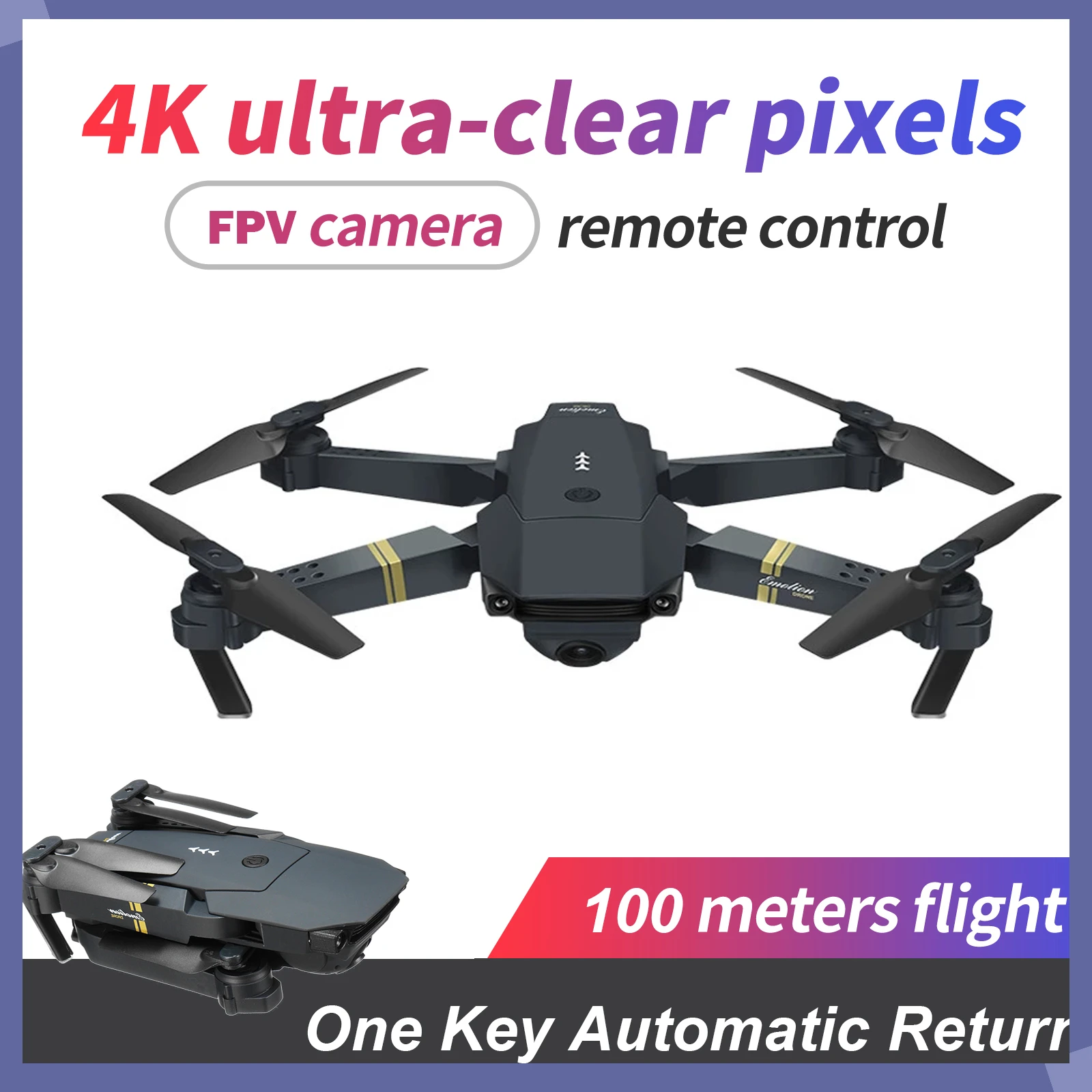 RC쿼드콥터  접이식 쿼드콥터 RC 드론 와이파이 FPV 고도 유지, 배터리 1080P 4K HD 카메라, RC 드론 헬리콥터 드론 선물 완구, E58, 신제품 