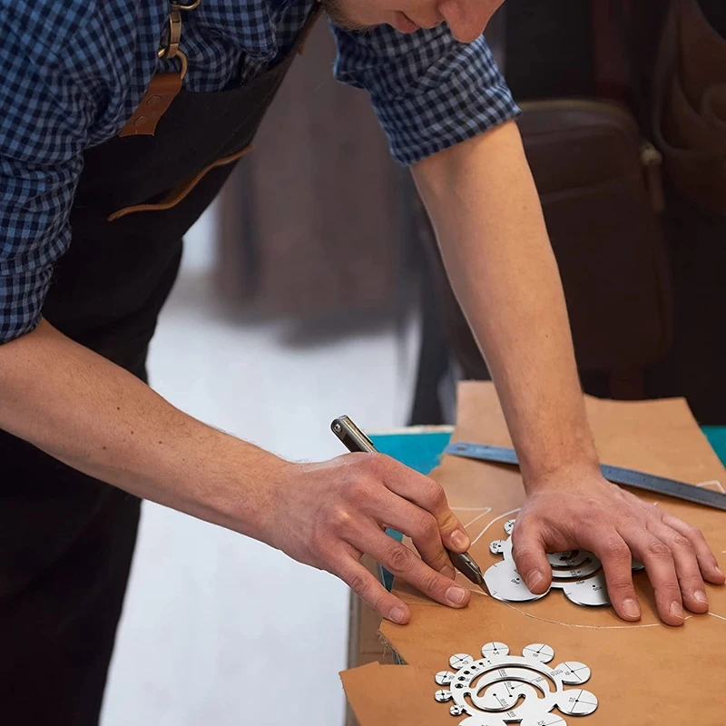 Круглые инструменты для резки кожи металлическая угловая линейка круг рукоделия