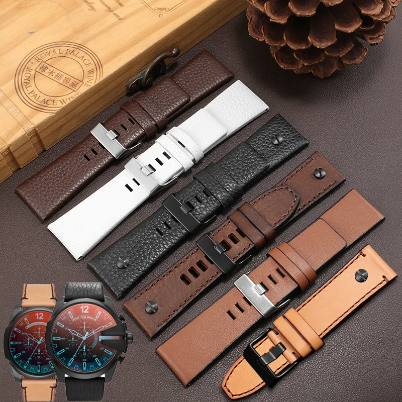 

Leather Watch Strap Substitute For DZ7257/1657/4519/7395/4476/7406 Series Men's Cowhide Strap 22/24/26/27/28/30mm