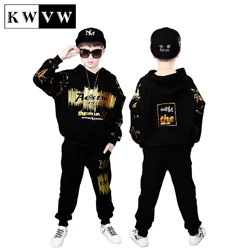 

KWVW New Spring Autumn Boy Clothes 4-18 Year Teenagers Cotton Comfortable Soft Children Clothing Outdoor Casual Kids Sportswear
