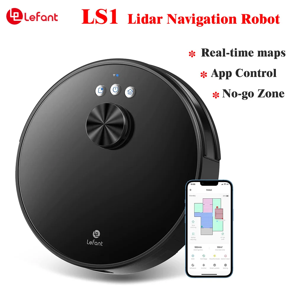 

Lefant LS1 Robotic Robot Vacuum Cleaner Lidar Navigation Real-time Maps No-go Zone Area Cleaning Alexa APP Control Quiet Smart