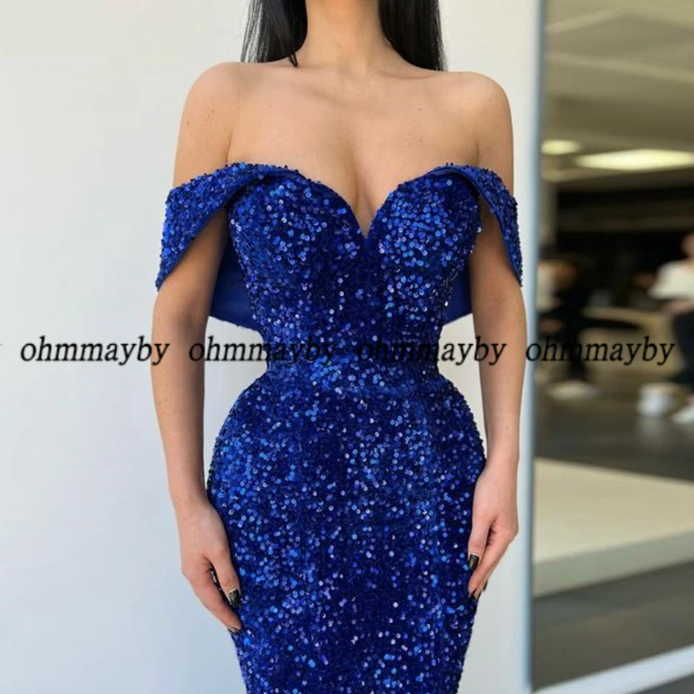 Женское вечернее платье-русалка синее бархатное платье на тонких бретельках без