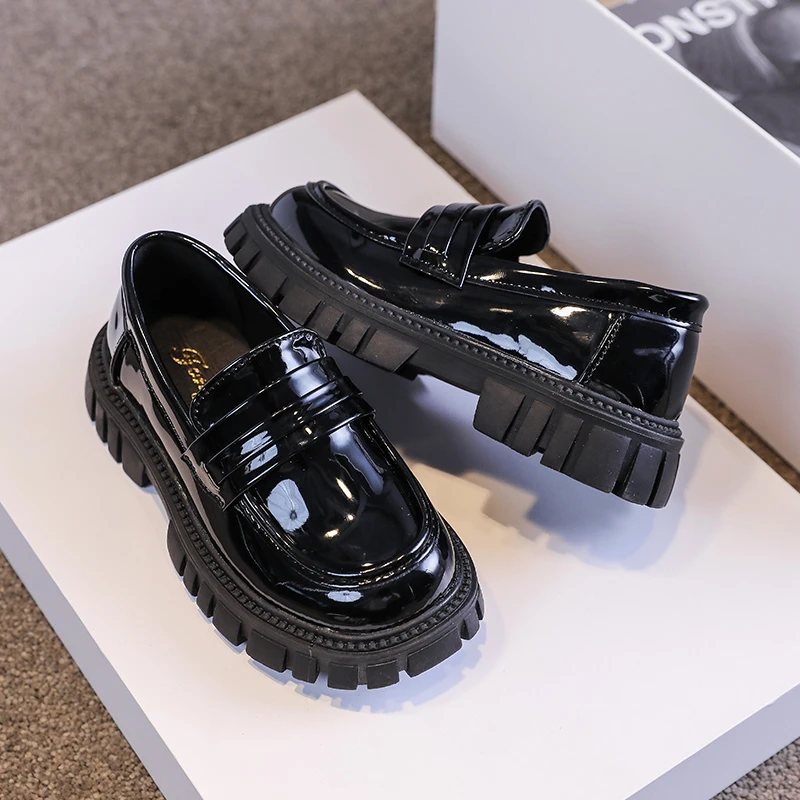 Детские Туфли-лодочки На Плоской Подошве Лаковая Платформа Из Искусственной