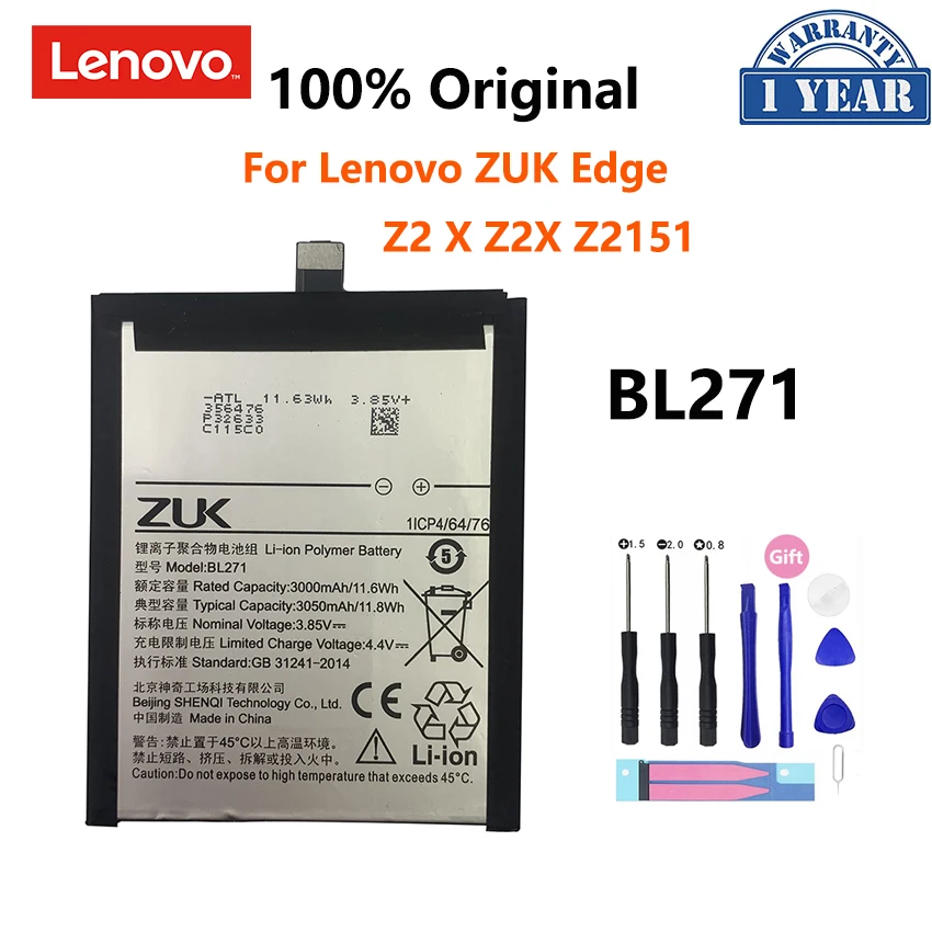 

100% Original 3050mAh BL271 Battery For Lenovo ZUK Edge Z2 X Z2X Z2151 Replacement Phone Batteries Bateria