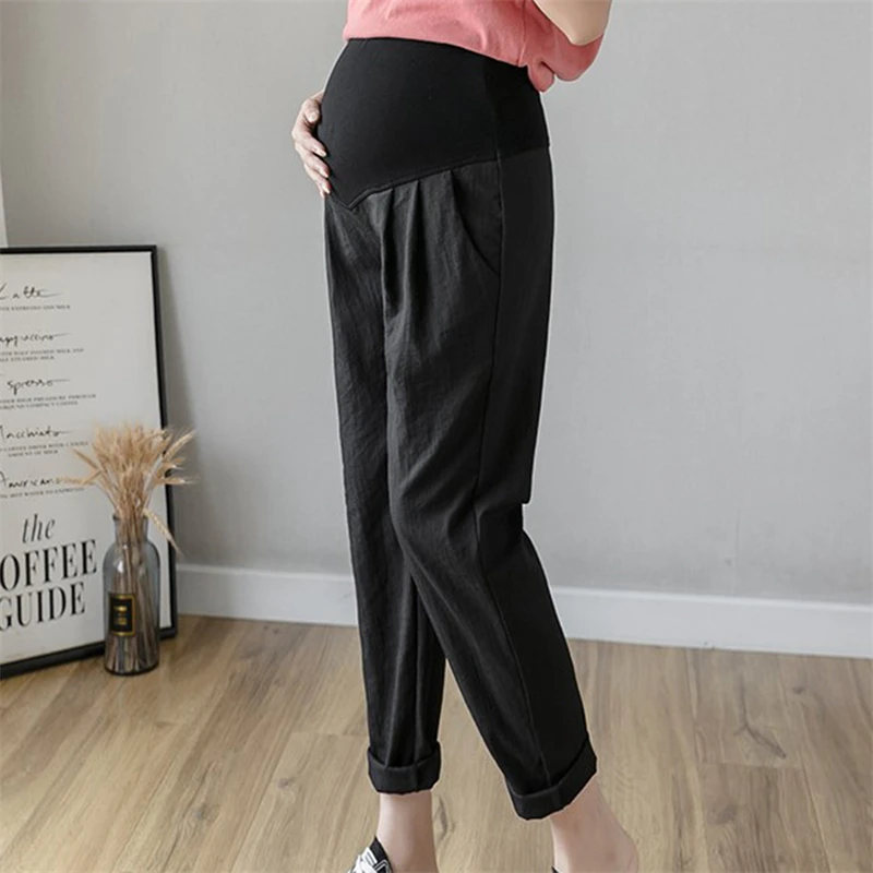 Pregnant Women Pants Summer Thin Trousers Wide Leg Loose Fitting Casual Underbelly leggings worn Maternity Clothing