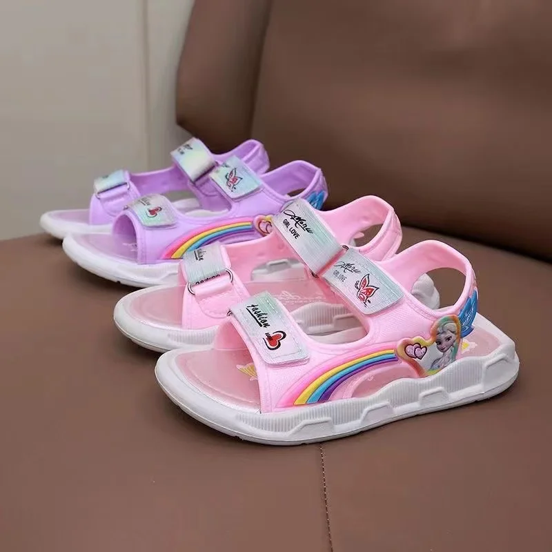 Сандалии для девочек 26-35 лет Нескользящие с мультяшным принтом Холодное сердце