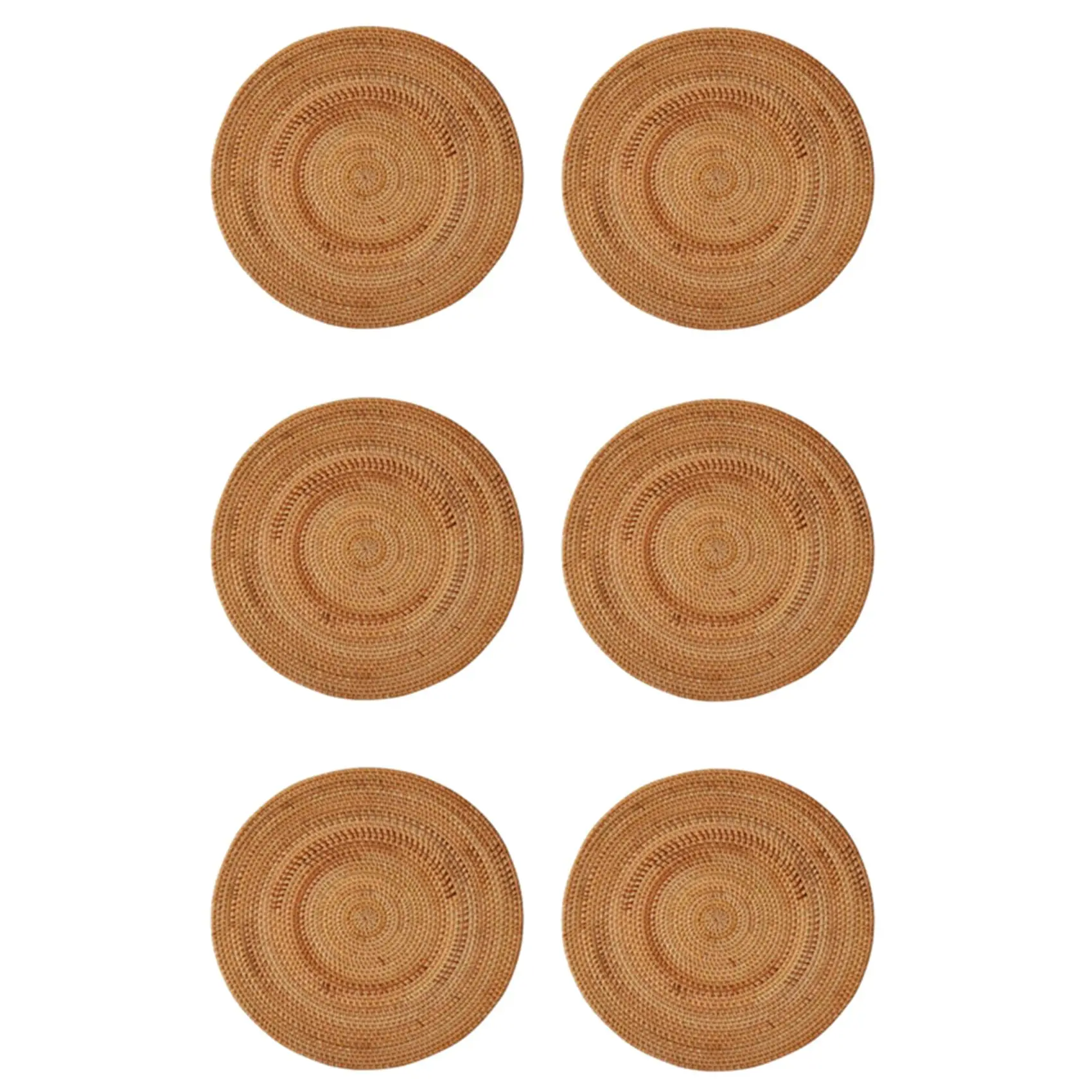 

6х плетеные салфетки из ротанга, круглые коврики для стола, нескользящий термостойкий Коврик для места, плетеная салфетка