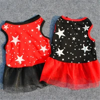 cute star print dog dress double layer lace pet dresses pet red skirts for small dog clothes puppy skirt for chihuahua bulldog