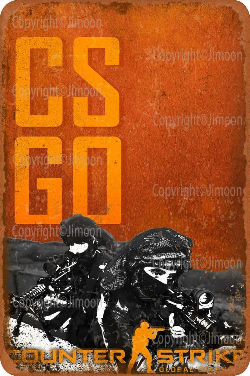 

Cs Go Counter Strike Global Offensive Retro Tin Sign Vintage Wall Plaque Metal Art Poster Bar Pub Diner Cafe Home garage Decor