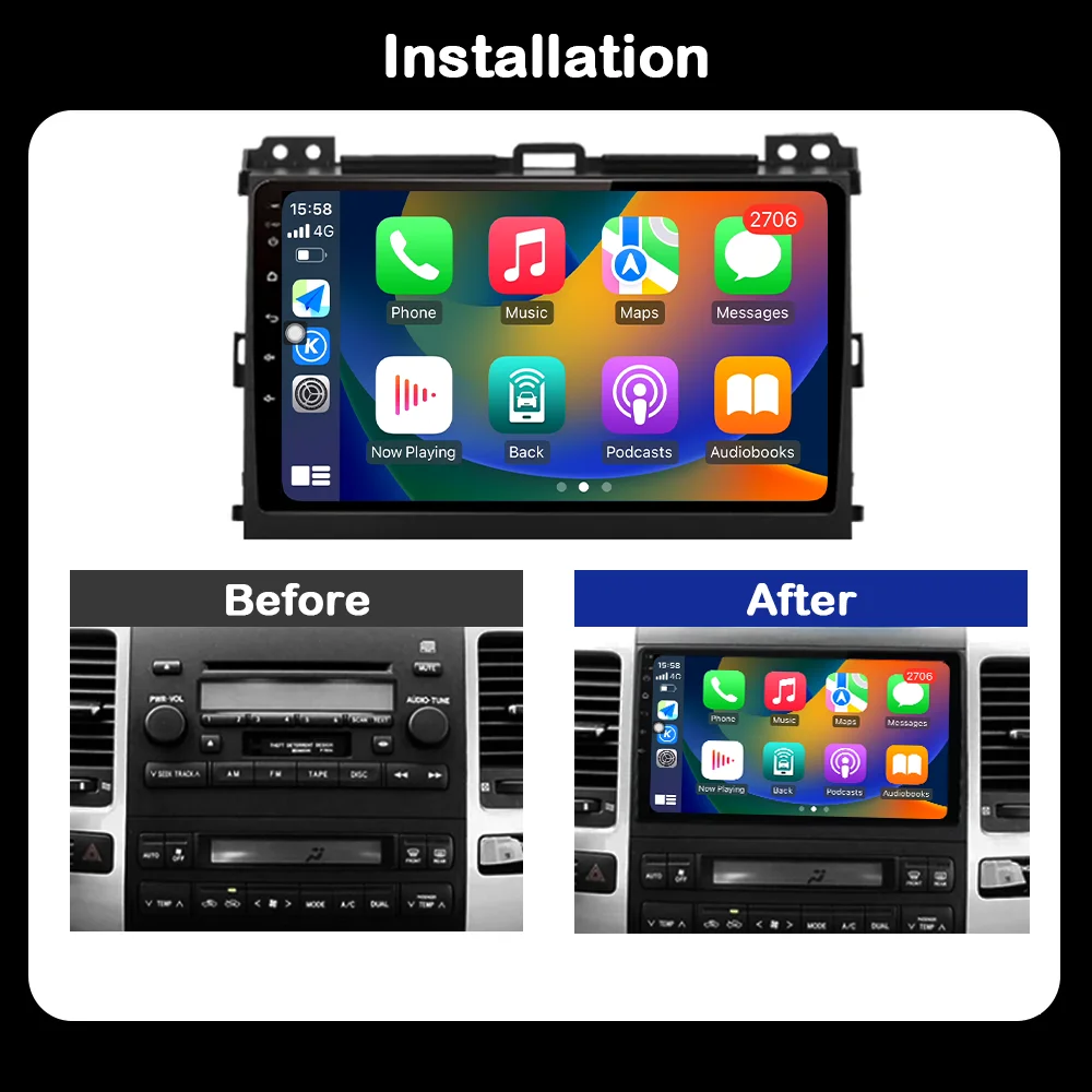 Автомобильный мультимедийный плеер со стерео BT DSP для Toyota Prado 2004-2009 Android OS