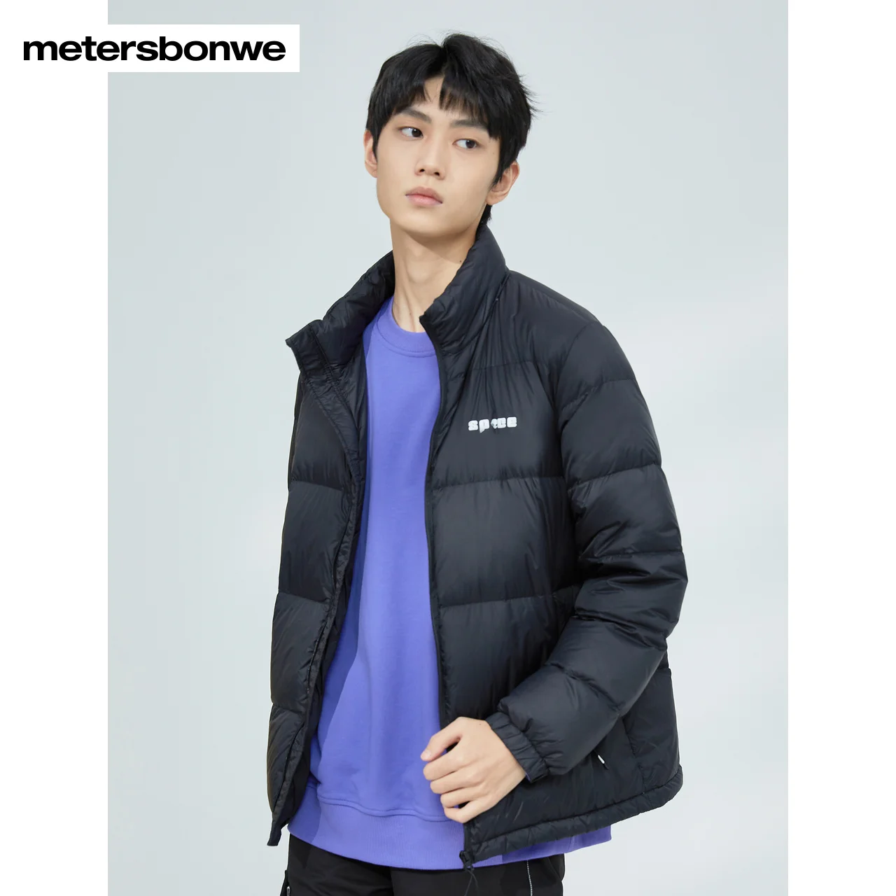 Metersbonwe Graphene Fabric Warm Down Wear For Men 90% Gray Duck Down Stand Collar Solid Color Warm Wear Fit Winter Down Coats