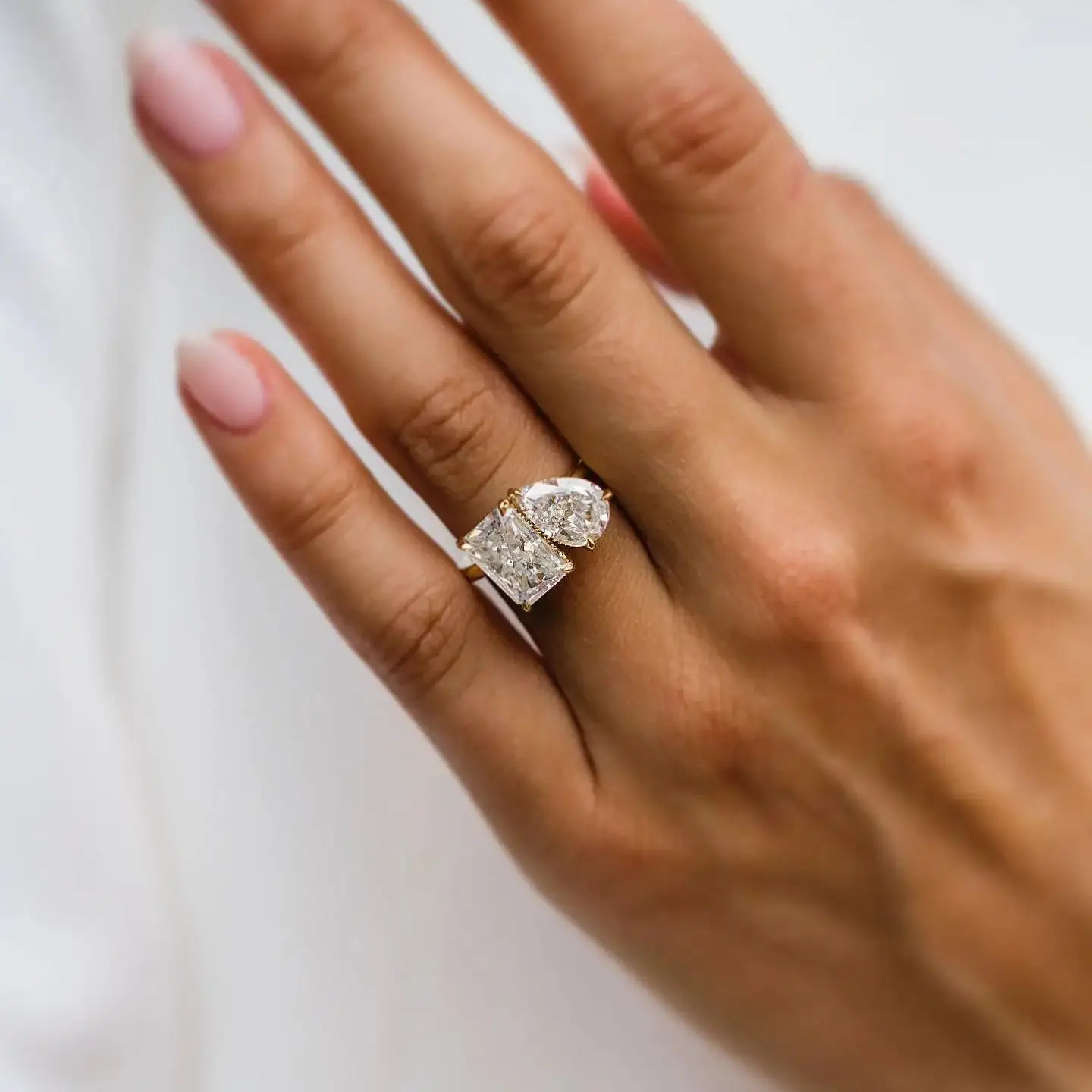 JOVOVASMILE 6 карат муассанит Ring 3Ct 10x7 мм измельченный лед и 3 Ct 11x7 груша для женщин