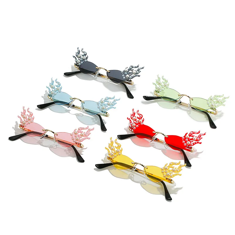 Женские солнцезащитные очки в стиле стимпанк ручной работы с жемчугом UV400 панк