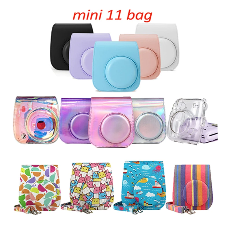 

For Fujifilm Instax Mini 11 Camera Accessory Artist Oil Paint PU Leather Instant Camera Shoulder Bag Protector Cover Case