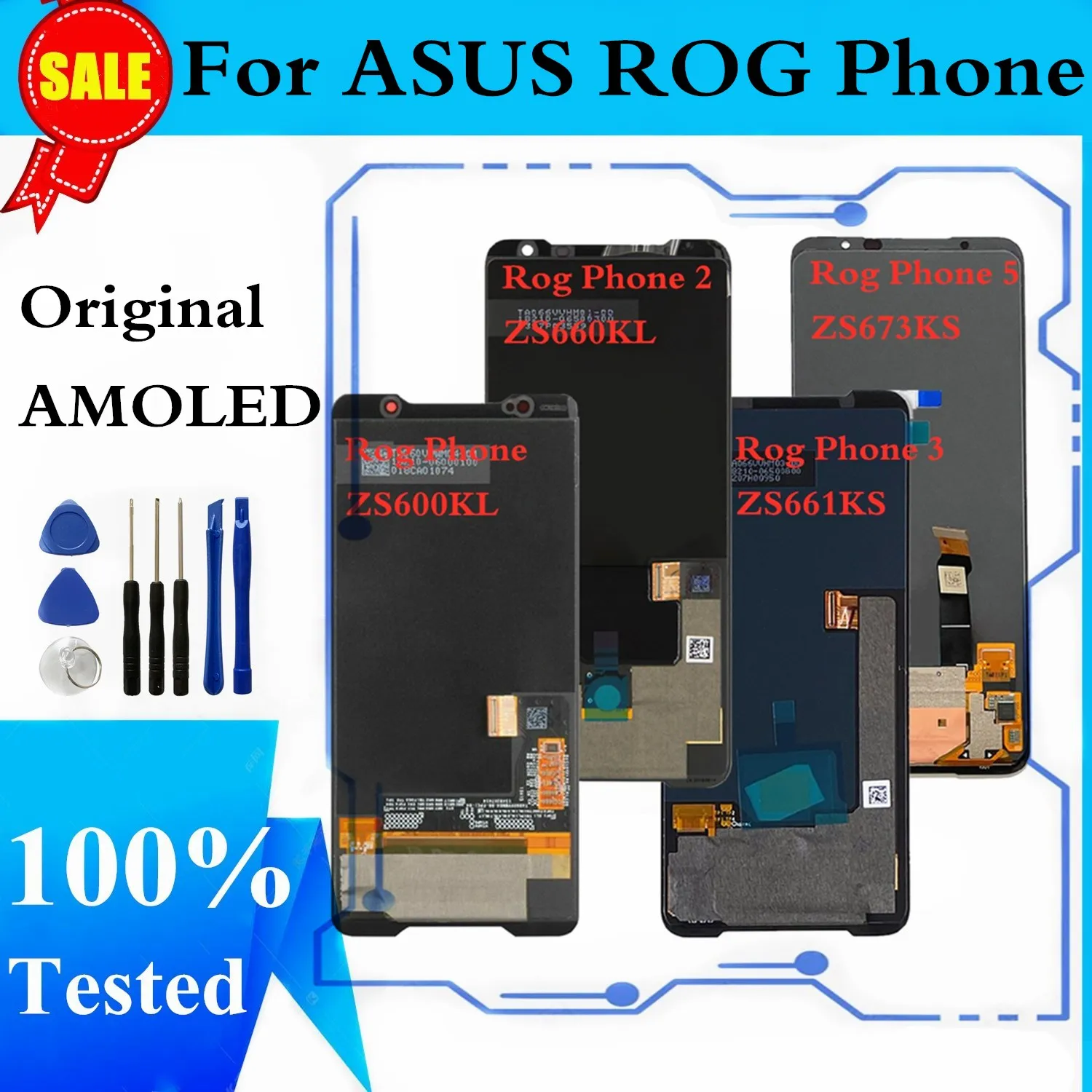 

Original LCD For ASUS ROG Phone 2 Phone 3 Phone 5 ZS660KL ZS600KL ZS661KS ZS673KS LCD Display Touch Screen Digitizer Assembly