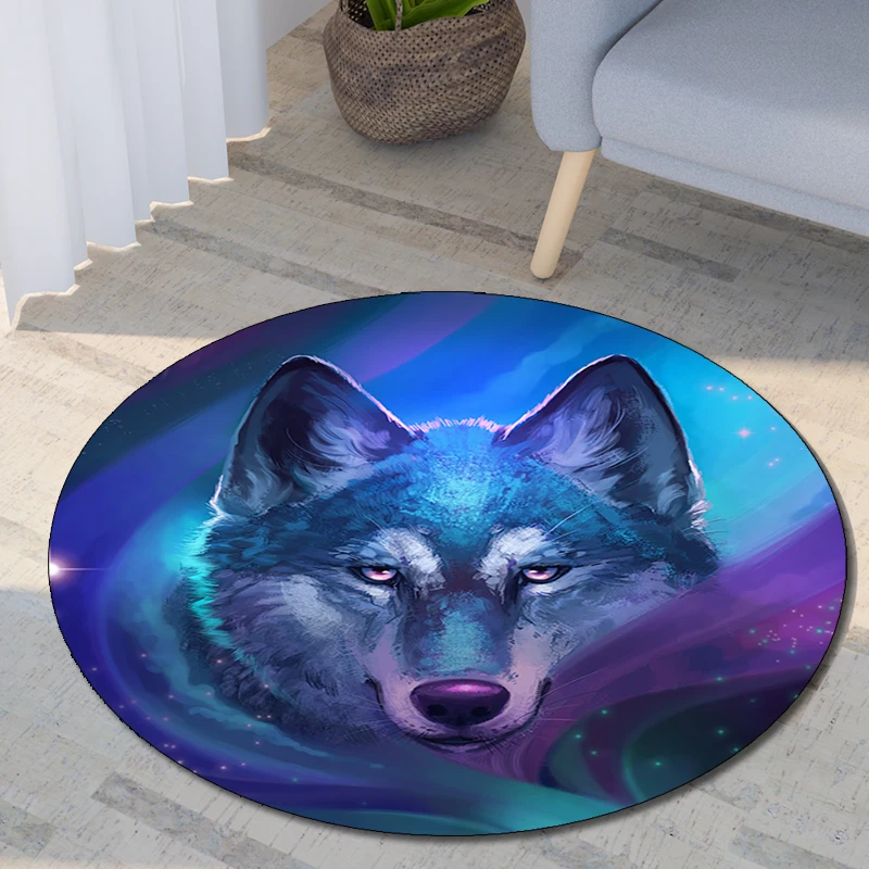 Dreamlike Wolf  Printed Round Carpet for Living Room Mat for Children Floor Rug Yoga Mat Bedroom E-sports Chair Non Slip Mats