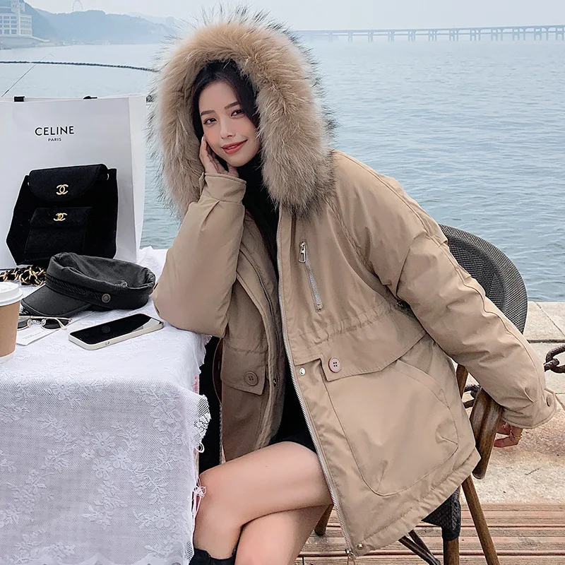 Jacket Women Winter Coat Hooded Fur Collar Outwear Cotton-padded Jacket Ladies Warm Loose Fashion Korean Style 2022 Clothes