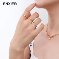 enxier fashion simple round rings for women men 316l stainless steel minimalist finger ring wedding party jewelry