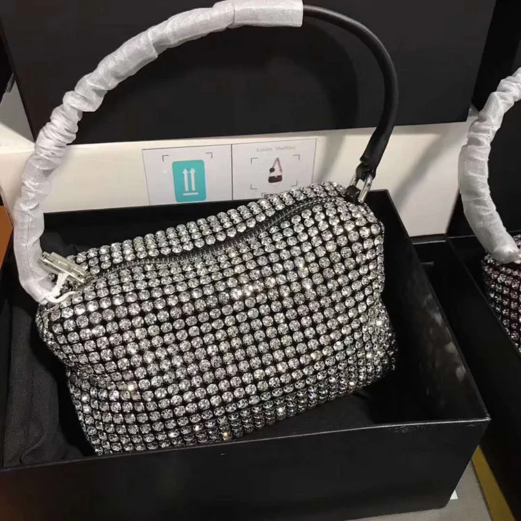 

102157 Luxury Brand Designer Women Bags Rhinestone Biling Flashing Diamond Full Mini Party Underarm Bag Handbag