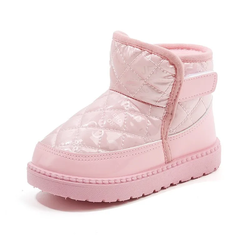 

CUZULLAA Winter Kids Girls Warm Plush Lining Fashion Ankle Boots Cotton Shoes Children Boys Hook & Loop Snow Boots Size 21-38