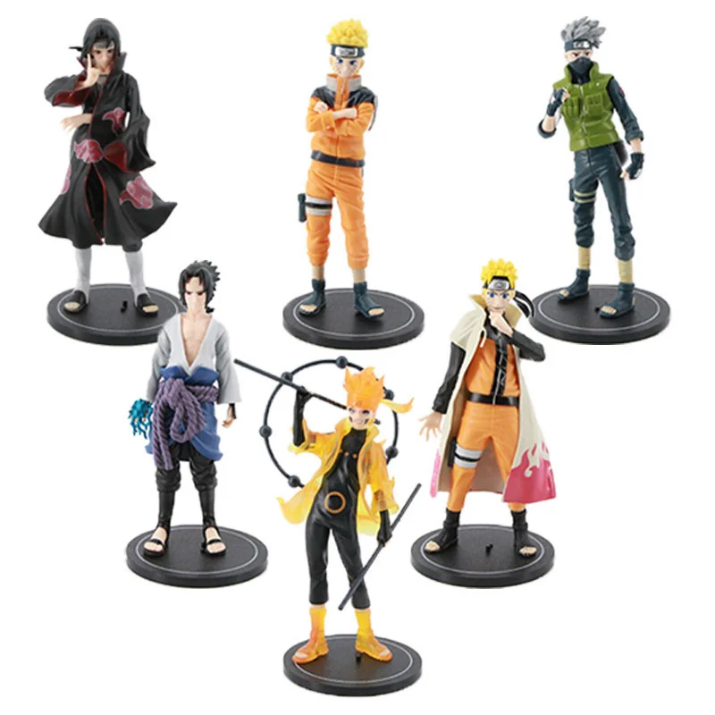 

6 Pcs/Set Naruto Shippuden Figurines GK Uchiha Sasuke Itachi Action Figure Toys 18cm Model Kakashi Figma Anime Prototype Statue