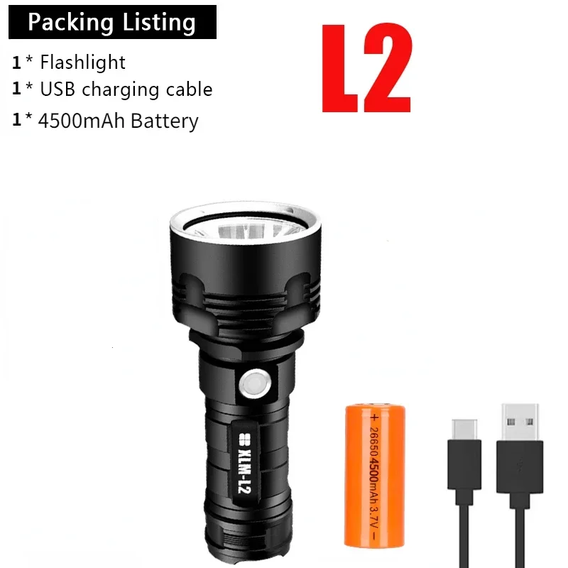 

USB перезаряжаемый фонарик P70 черный