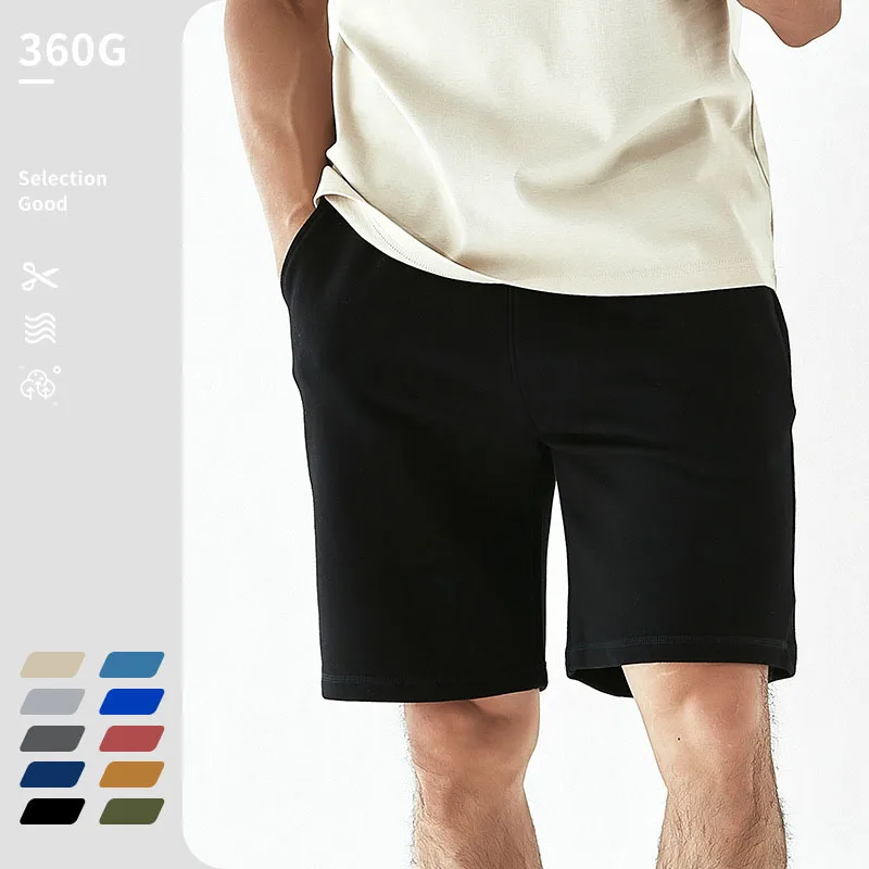 

10 color heavy pound summer knitted cotton Japanese wool hoop retro sports draw rope five points casual shorts sweatpants men