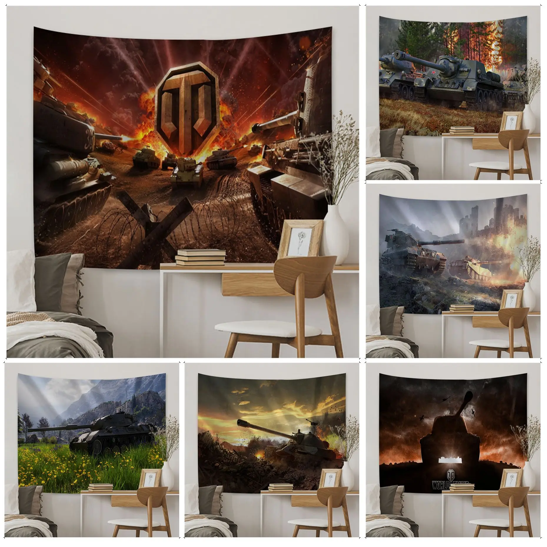 

World Of Tanks Wall Tapestry Hanging Tarot Hippie Wall Rugs Dorm Home Decor