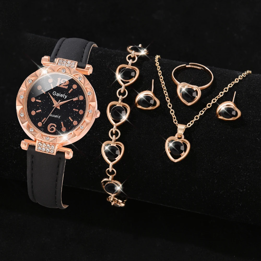 Женские черные кварцевые наручные часы Gaiety с кожаным ремешком градиентный