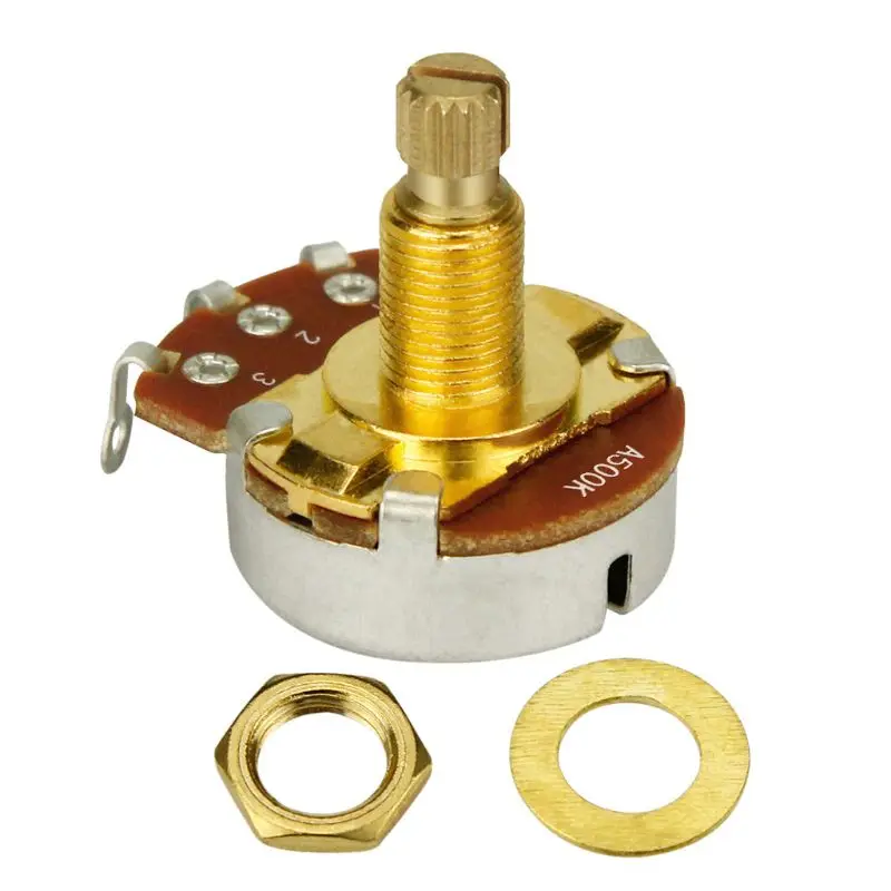 

Guitar Full Size Pots A500K Split Knurled Long Shaft Audio Volume Taper Potentiometers Electric Guitar Bass Replacement